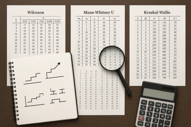 Ilustrasi representatif penggunaan tabel nilai kritis pada uji non parametrik Wilcoxon, Mann-Whitney, dan Kruskal-Wallis