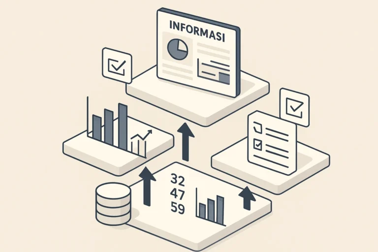 Visual proses transformasi data menjadi informasi yang berguna dalam analisis statistik